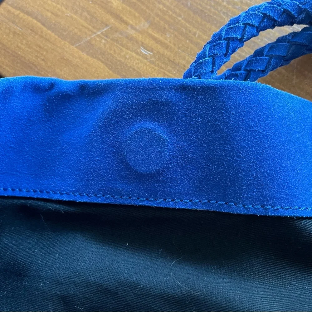 C. Wonder Blue Suede Slouch Hobo Bag with Leather Strap and Tassel - Picture 10 of 13